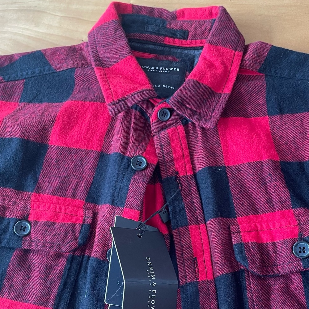 Denim & Flower Bold Red and Black Checkered Shirt